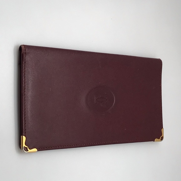 EUC Cartier Bordeaux Burgundy (Dark Red) Leather Checkbook Wallet - Unisex - Picture 7 of 7